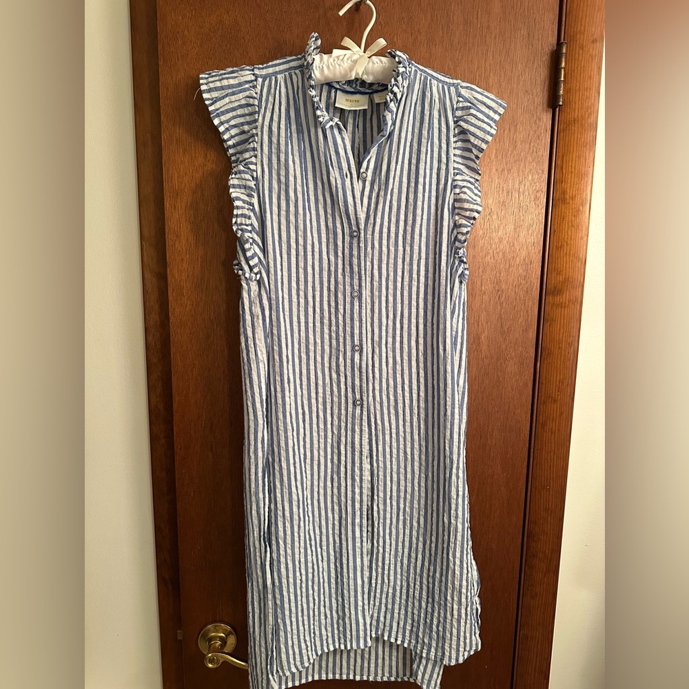 Anthropologie Maeve Blue and White Striped long tunic